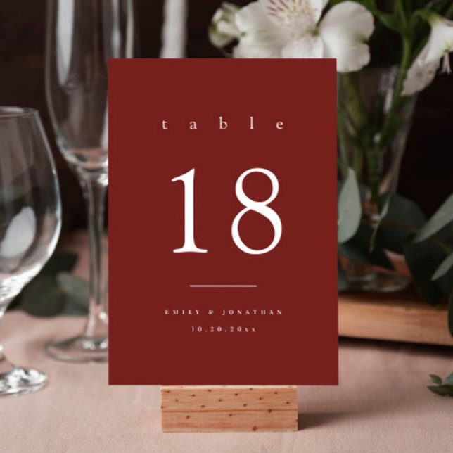 Simple Burgundy Wedding Tischnummer (Von Creator hochgeladen)