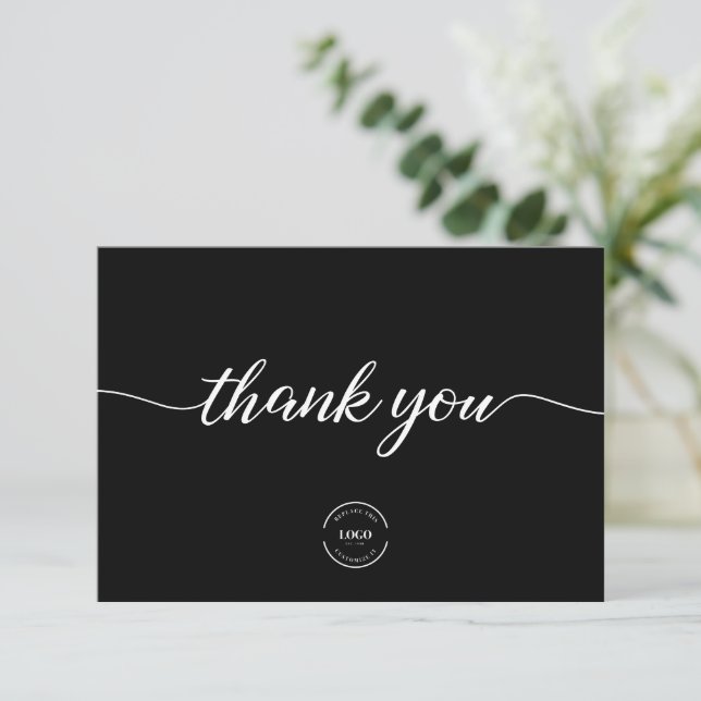 Simple Business Customer Appreciation Black white Dankeskarte (Stehend Vorderseite)