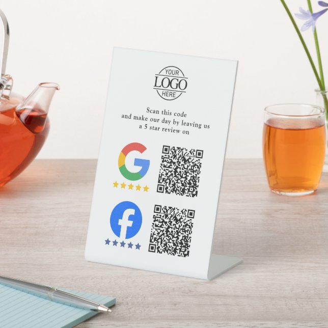 Simple Business Google & Facebook Reviews QR Code Sockelschild (In SItu)