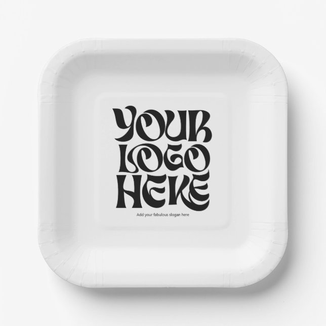 Simple Business Logo and Text Party Pappteller (Vorderseite)