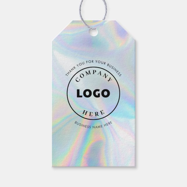 Simple Business Logo Holographic Custom Geschenkanhänger (Vorderseite)