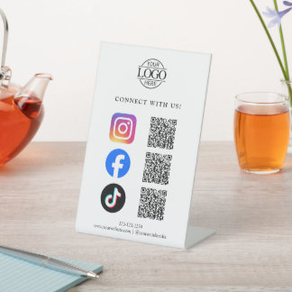 Simple Business Logo QR Code Connect With Us Sockelschild