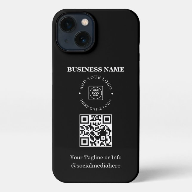 Simple Business Logo QR Code Promo iphone case Hülle (Rückseite)