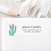 Simple Cactus Wedding Rücksendeadresse