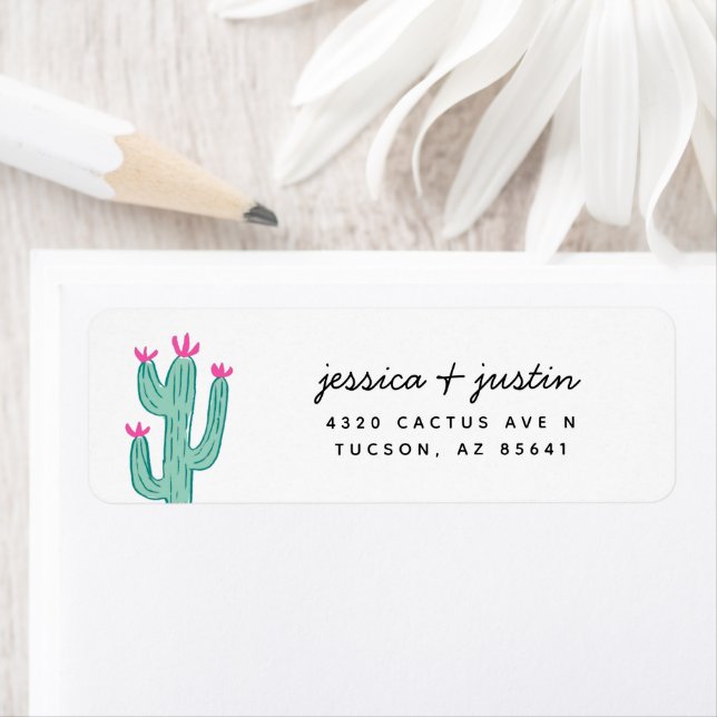 Simple Cactus Wedding Rücksendeadresse (Insitu)