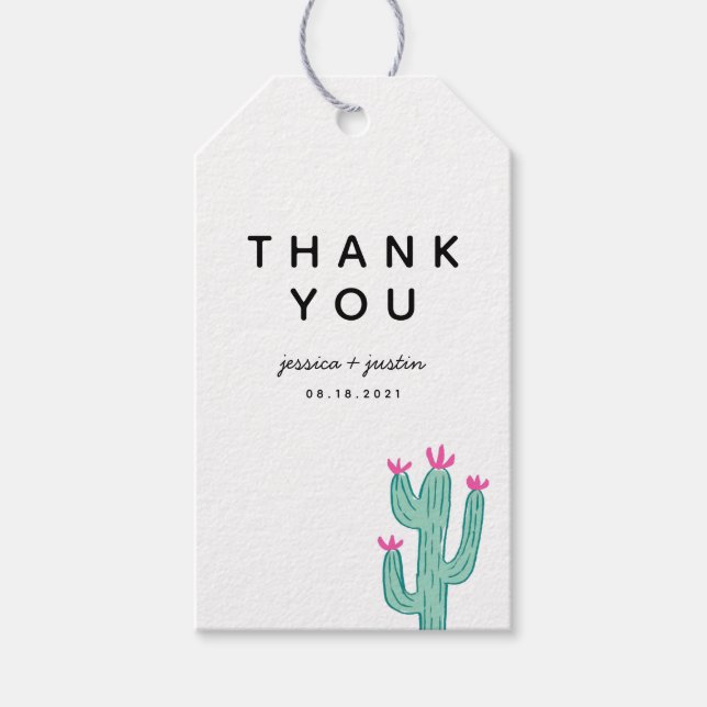 Simple Cactus Wedding Vielen Dank Geschenkanhänger (Vorderseite)