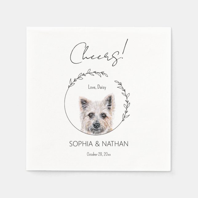 Simple Cairn Terrier Dog Wedding Cocktail Napkins Serviette (Vorderseite)