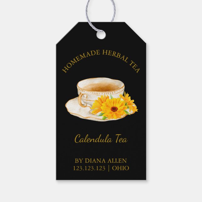 Simple Calendula Tea Hang Tag Geschenkanhänger (Vorderseite)