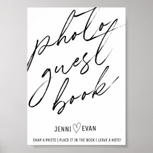 Simple Calligraphic Photo Guest Book Wedding Sign Poster