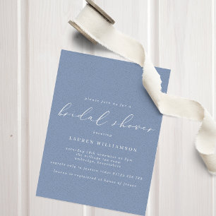 Simple Calligraphy Dusty Blue Brautparty Invita Einladung