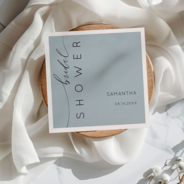 Simple Calligraphy Dusty Blue Brautparty Serviette (Von Creator hochgeladen)