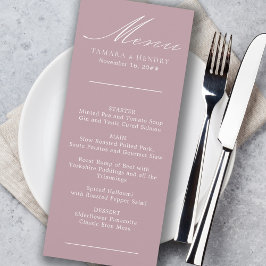 Simple Calligraphy Dusty Rose Wedding Menu Menükarte