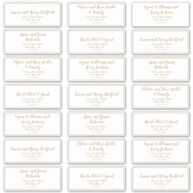 Simple Calligraphy|Gold Guest Address Labels (Vorderseite)