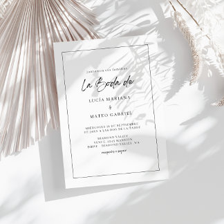 Simple Calligraphy La Boda De Spanish Wedding Einladung