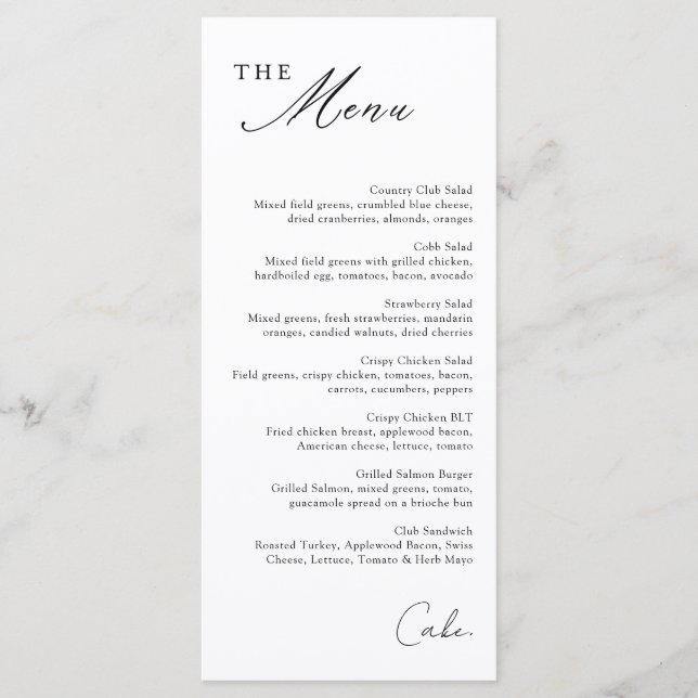 Simple Calligraphy Menu Menükarte (Vorderseite)