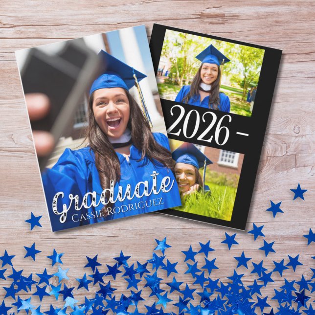 Simple Calligraphy Photo Graduation Annoucement Einladung (Von Creator hochgeladen)