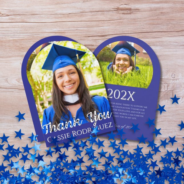 Simple Calligraphy Photo Graduation Thank You Einladung (Von Creator hochgeladen)