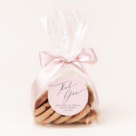 Simple Calligraphy Pink Danke Brautparty Runder Aufkleber
