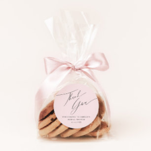 Simple Calligraphy Pink Danke Brautparty Runder Aufkleber