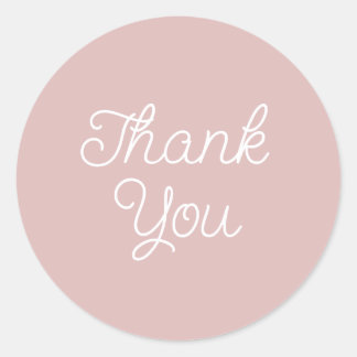 Simple Calligraphy Pink Mauve Thank You Seal Runder Aufkleber