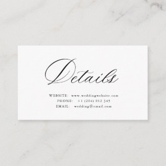 Simple calligraphy QR code wedding details card Begleitkarte
