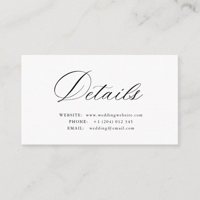 Simple calligraphy QR code wedding details card Begleitkarte (Vorderseite)