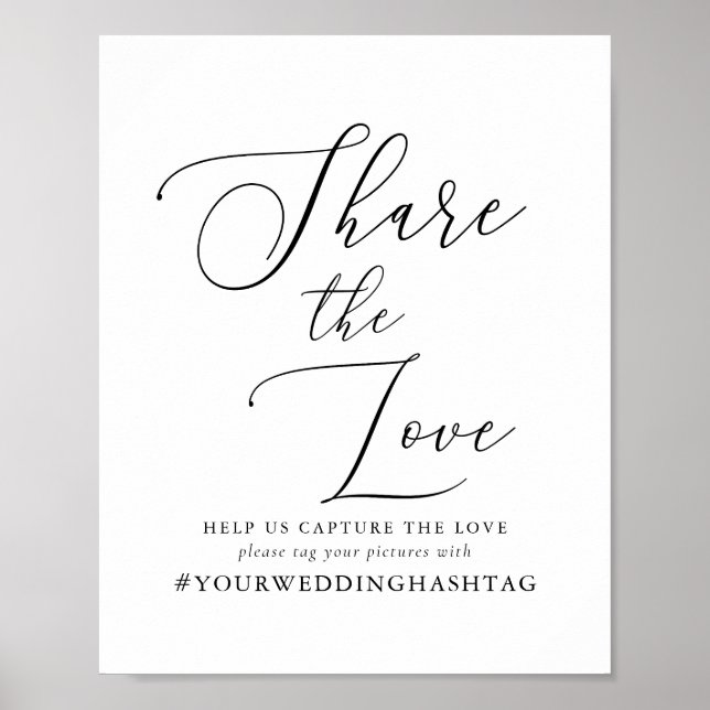 Simple Calligraphy Rustic Wedding Hashtag Sign Poster (Vorne)