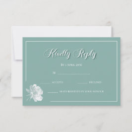 Simple Calligraphy Sage Green Floral Wedding RSVP Mitteilungskarte