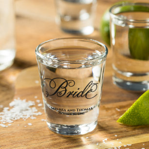 Simple Calligraphy Script Bride Wedding Schnapsglas