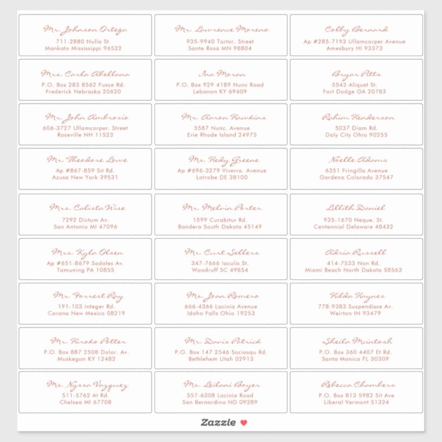 Simple Calligraphy Terracotta Wedding Guest Aufkleber (Blatt)