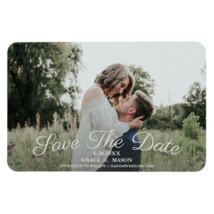 Simple Calligraphy Wedding Foto Save the Date Magnet
