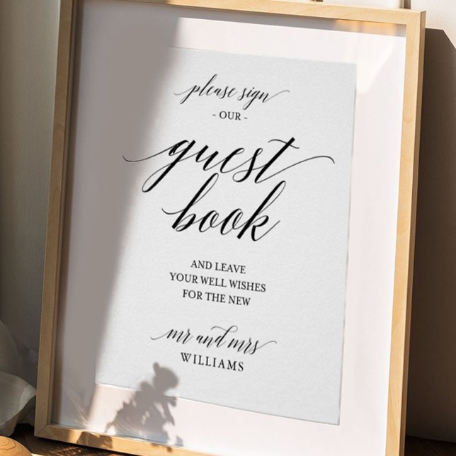 Simple Calligraphy Wedding Guest Book Sign Poster (Von Creator hochgeladen)