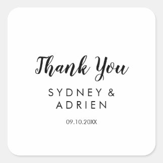 Simple Calligraphy Wedding Vielen Dank Quadratischer Aufkleber