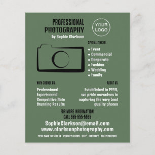 Simple Camera Icon, Photographer, Photography Hire Flyer