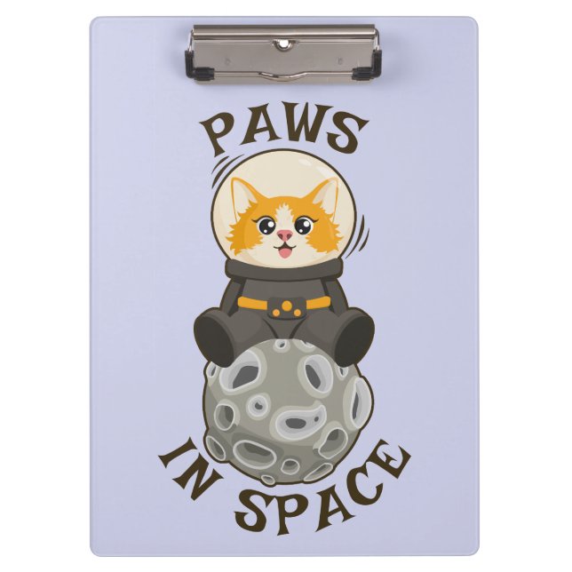 Simple Cat in space Astronaut Cosmic animal Moon Klemmbrett (Vorderseite)