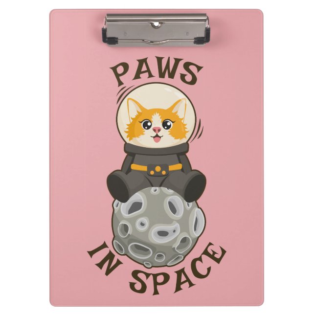 Simple Cat in space Astronaut Cosmic animal Moon Klemmbrett (Vorderseite)