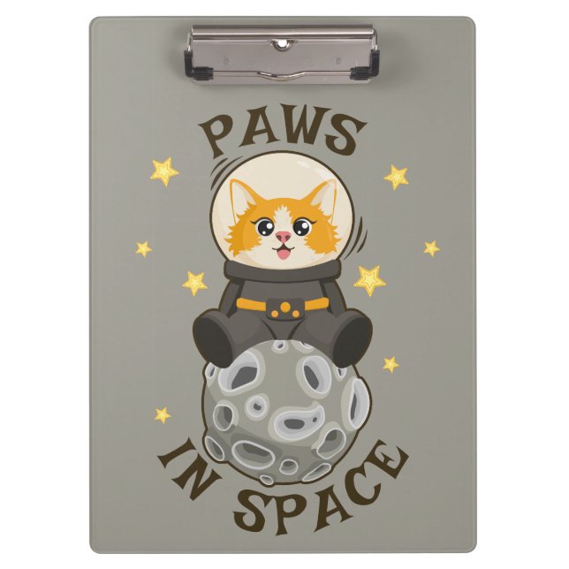 Simple Cat in space Astronaut Cosmic animal Moon Klemmbrett (Vorderseite)