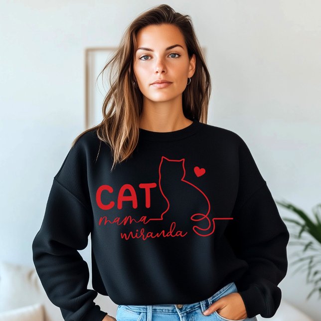 Simple Cat Mom and Cat Paw Mothers Day Sweatshirt (Von Creator hochgeladen)