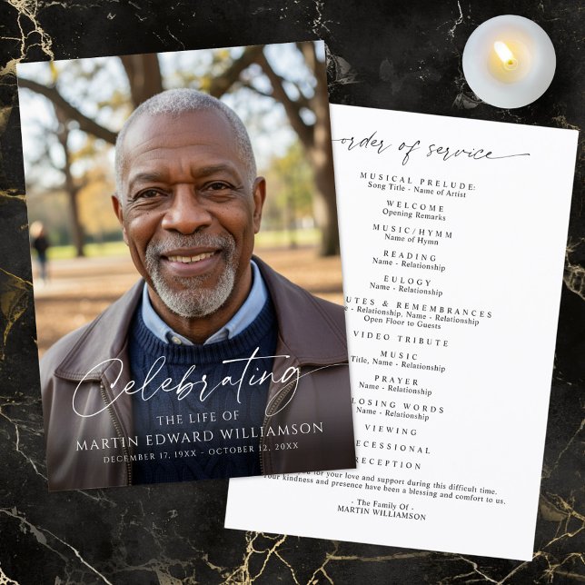 Simple Celebration of Life Photo Funeral Program Programm (Von Creator hochgeladen)