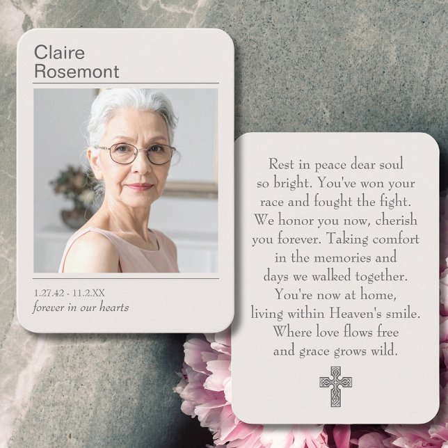 Simple Celebration of Life Photo Prayer Card Visitenkarte (Simple Celebration of Life Photo Prayer Card
)