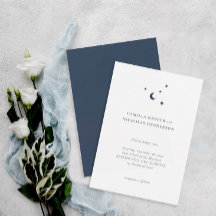 Simple Celestial Blue Stars Moon Wedding