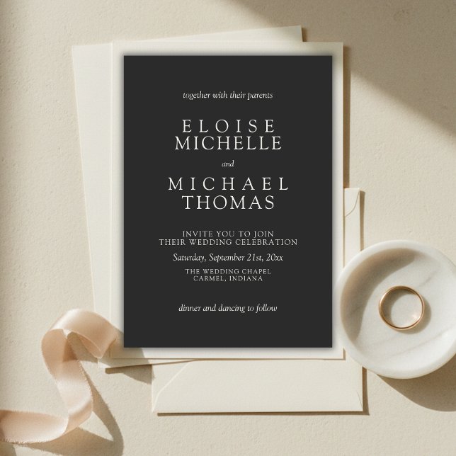Simple Charcoal Classic Wedding Einladung (Simple Charcoal Classic Wedding Invitation)