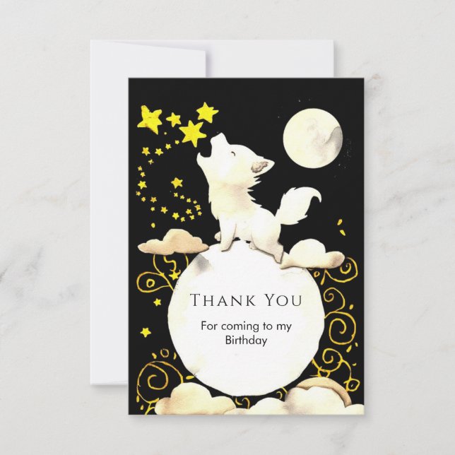 Simple Charm Wolf Birthday Dankeskarte (Vorderseite)
