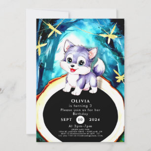 Simple Charm Wolf Birthday Einladung