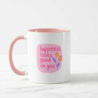 Simple Charming Pink White Happiness Looks Good Tasse