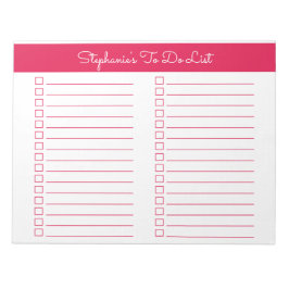 Simple Cherry Red 8.5x11 Two Column Checklist Notizblock