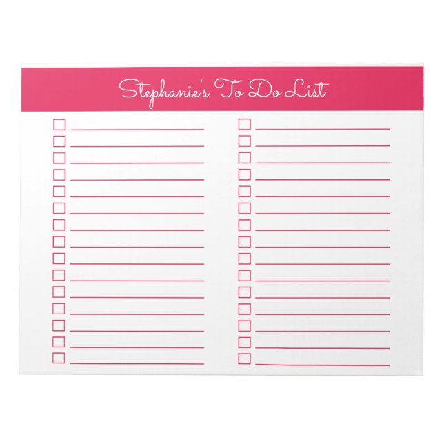 Simple Cherry Red 8.5x11 Two Column Checklist Notizblock (Vorderseite)