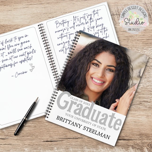 Simple Chic Abschluss Grad Party Gästebuch Notizbuch (simple chic graduation grad party guest book for high school or college seniors)