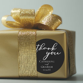 Simple Chic Black Wedding Runder Aufkleber