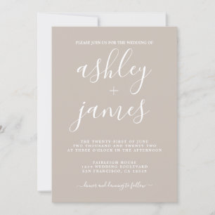 Simple Chic Calligraphy Gray Morn Wedding Einladung